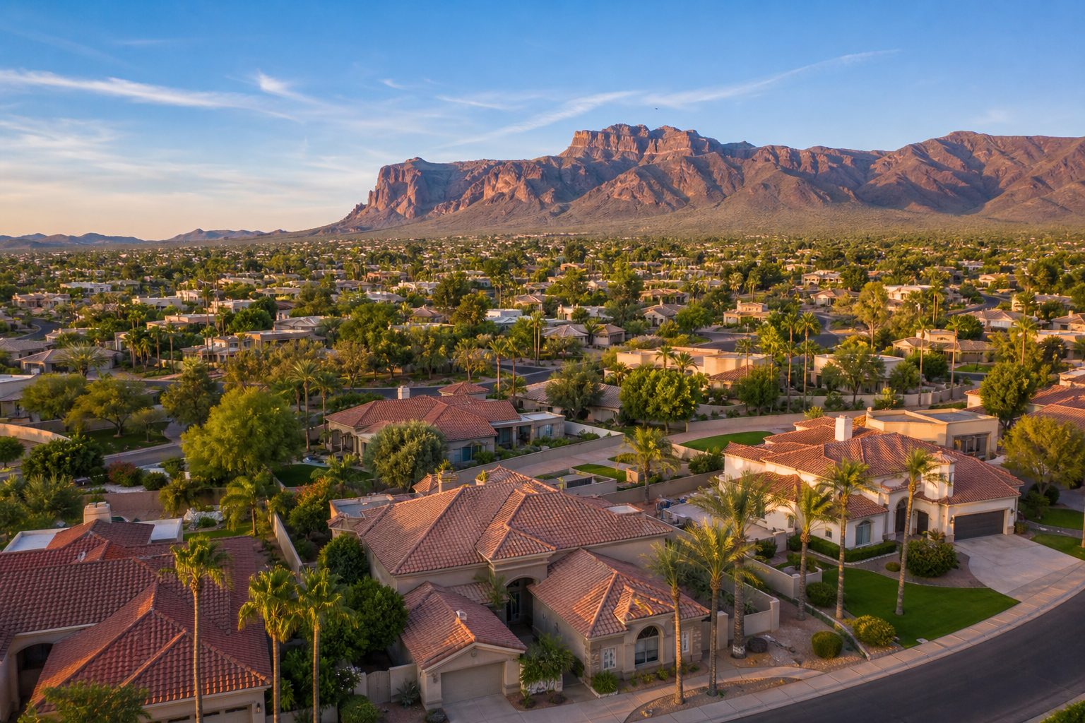 Property taxes Maricopa County Arizona residential neighborhood with mountains