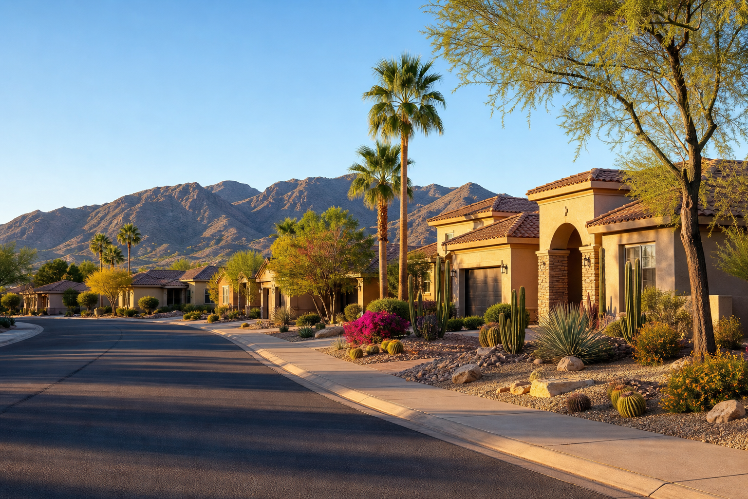 Phoenix Arizona desert neighborhood street illustrating the best time to buy sell home Phoenix seasonal market