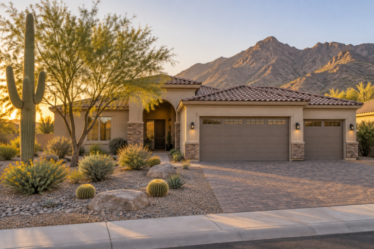 New Arizona desert home at sunset illustrating a mortgage rate buydown Arizona homebuyers can negotiate