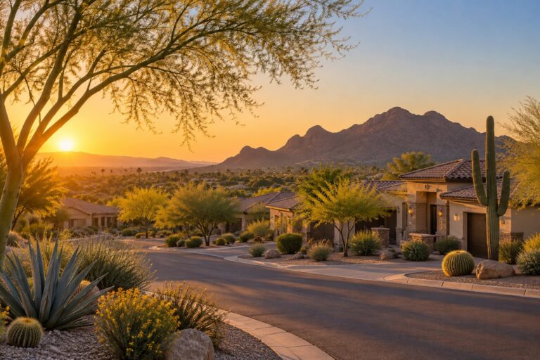 Phoenix real estate market update October 2026 - Phoenix neighborhood at golden hour